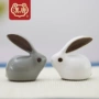 Hantang Ge Kiln Open Tea Pet Rabbit Đồ trang trí nhỏ có thể nâng cao gốm sứ Kung Fu Bộ bàn trà Phụ kiện Bàn trà - Trà sứ bình trà thủy tinh chịu nhiệt