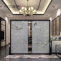 New Chinese solid wood partition seat screen Entrance living room custom study Bedroom office Semi-permeable mobile plug-in screen