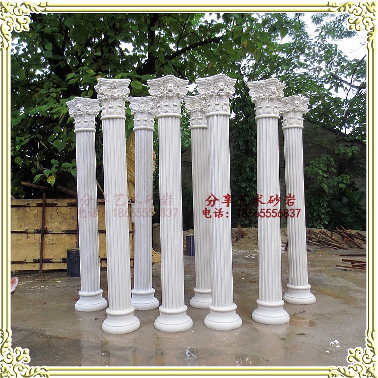 Sand rock sculpture Round sculpture Sand rock relief Roman column Park garden landscape Household decorative materials Small column