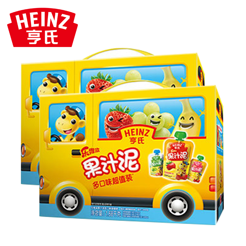Heinz/亨氏乐维滋果汁泥促销箱装14袋*2箱宝宝零食果汁辅食包邮