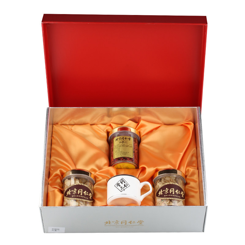 同仁堂中国结礼盒（西洋参片60g/瓶*2+枸杞子80g/瓶*1+陶瓷杯H