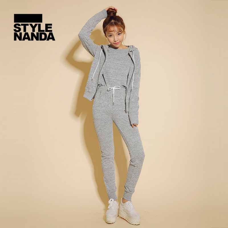 stylenanda 韩版系带修身连帽运动外套