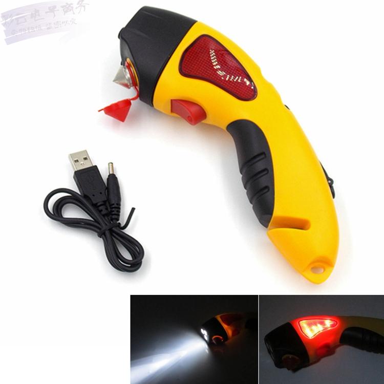 Vehicle vehicle multi - function safety hammer can charge LED flashlight lighter shake power broken window hammer
