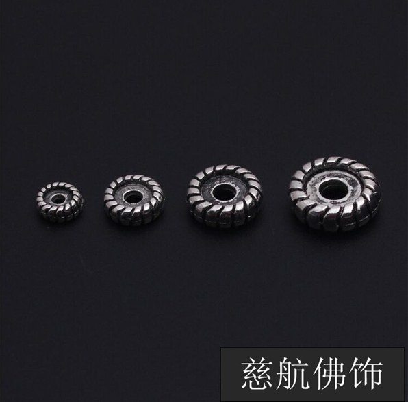 Original silver plated handmade wheel septer retro silver-coated silver hidden silver alloy Buddha bead septer DIY ornament small accessories