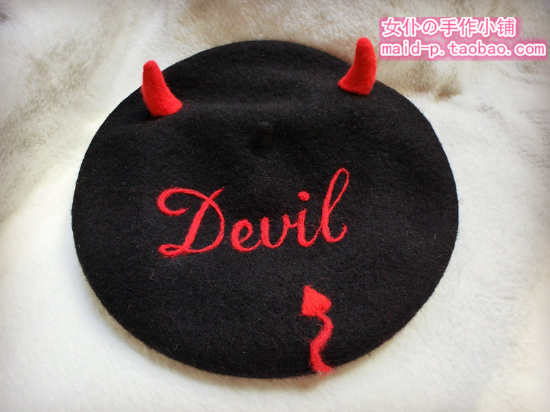 (Small Pのhandmade) Exclusive handmade cute devil horn beret - Taobao