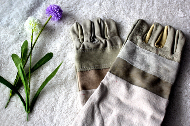 Ultra-firm length 35 cm cow leather parquet with leather canvas electro-welded glove Lauprotect gloves 100 Double