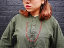 Spring summer with small objects NORTH WORKS Bohemian crystal with antique white heart red bead necklace