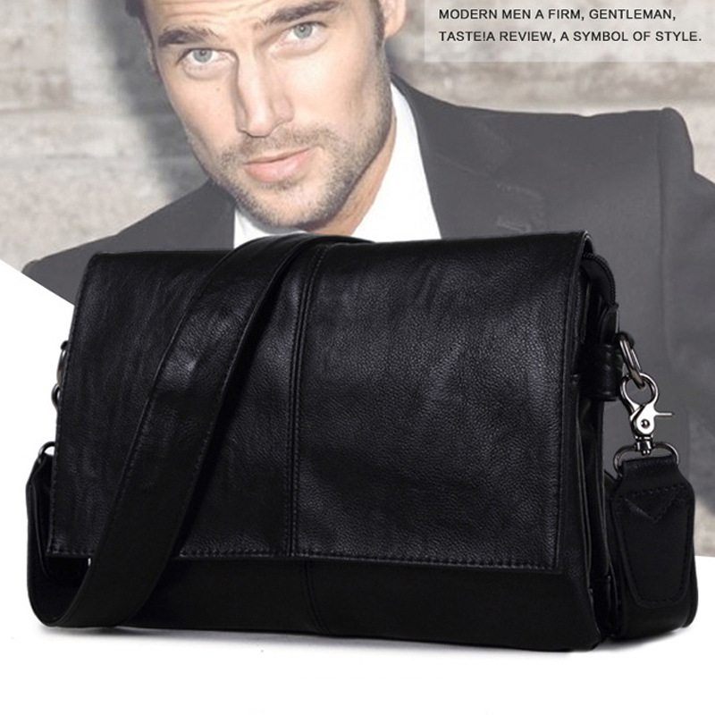 Han Edition Men's Bag Single Shoulder Bag Men Leather Bag Slanted Satchel Business Casual 100 Hitch Envelope Bag 2023 New Backpack-Taobao