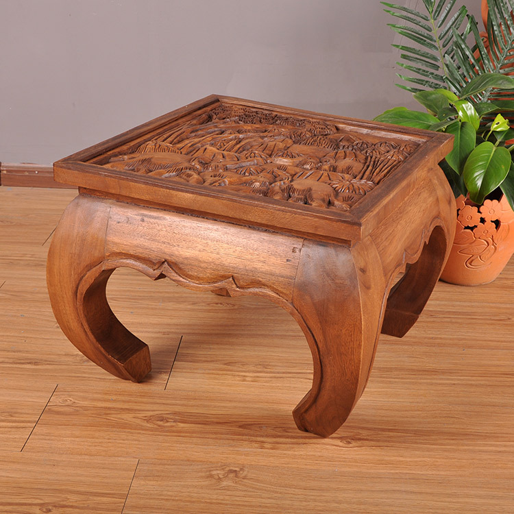 Thai craft gift pendulum decoration Southeast Asian wood carving elephant tea table Tai style living room creative log small table tea tea tea table