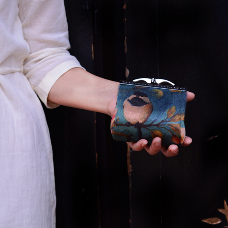 Original silk fragrant cloud yarn box mouth gold coin purse retro wild card bag fabric handmade small bag national style