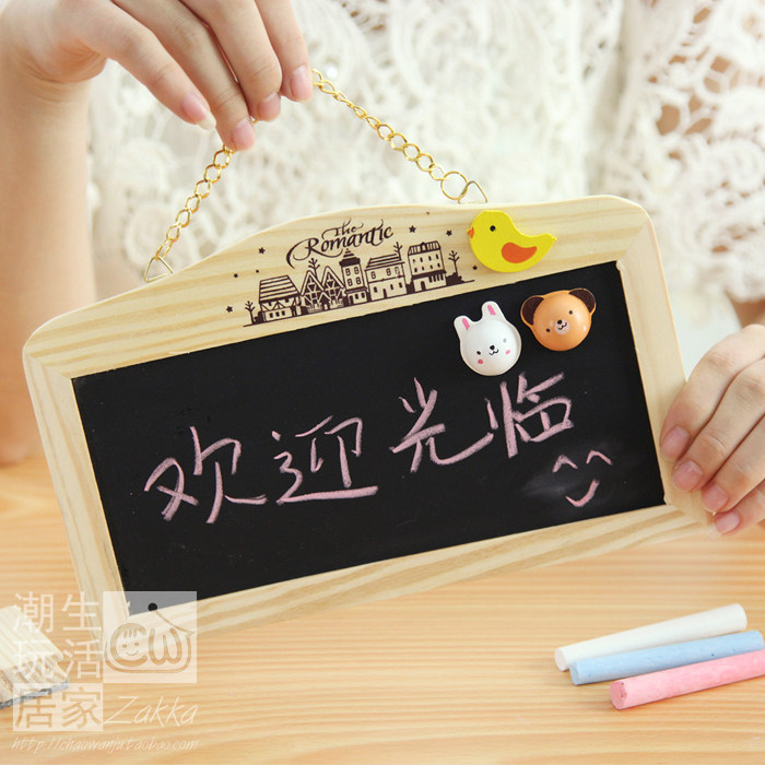Han-style wooden double-sided small blackboard white drawing board with cute wall hanging magnetic message board decoration Billboard