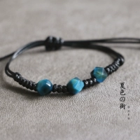 Màu xanh nhuộm Mùa hè ban đầu làm bằng tay nướng màu mắt hổ tự nhiên dệt tay nam và nữ vòng tay trung tính đẹp trai dây tay vòng tay vàng nam