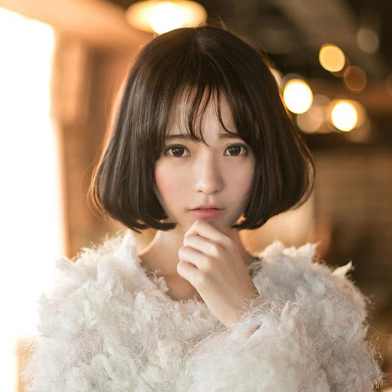 假发bobo头 女短发 梨花头女 蓬松 短发帅气女生空气刘海短发真发