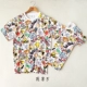 Mùa hè cha mẹ-con mặc áo thun ngắn tay mắt to hoạt hình nửa tay bé và bố mẹ mặc áo khoác cotton áo liền quần cho bé Trang phục dành cho cha mẹ và con
