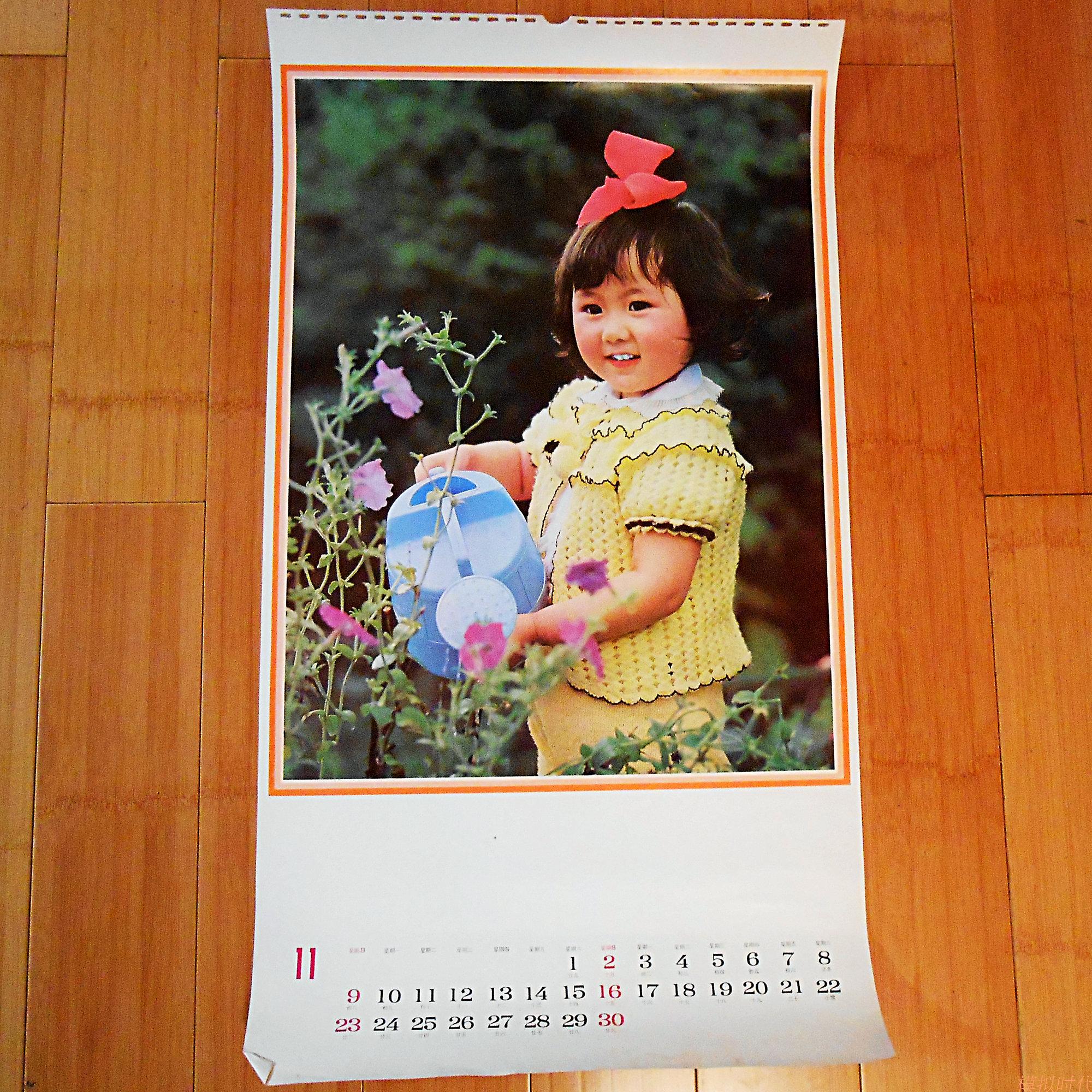 1986 Children's calendar lunar calendar big eyes baby single web