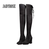 Эластичные высокие сапоги с заостренным носом на высоком каблуке, европейский стиль