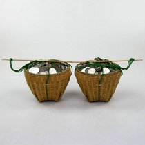 Bamboo weaving pendulum piece furnishing fine woven bamboo product Mini bamboo rice basket A flat shoulder two baskets of home furnishing collection