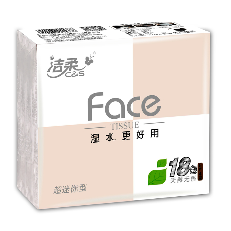洁柔 FACE天然无香超迷你型手帕纸4层6片18包