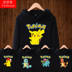 Pokemon velvet hooded sweatshirt Pokemon thick coat Pikachu Charmander Mew Squirtle