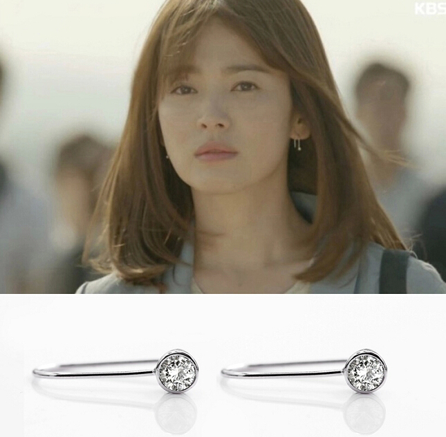s925 pure silver Korean sun's same Earrings Earrings Nails Song Hui Joule Ear Hook Earrings Anti-Allergy Descendants Han Opera Ornaments