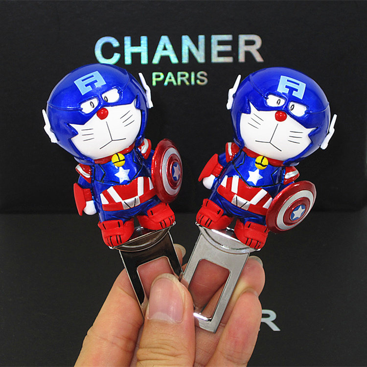 汽车通用美国队长机器猫安全带卡片车载安全带卡夹插头插销卡扣