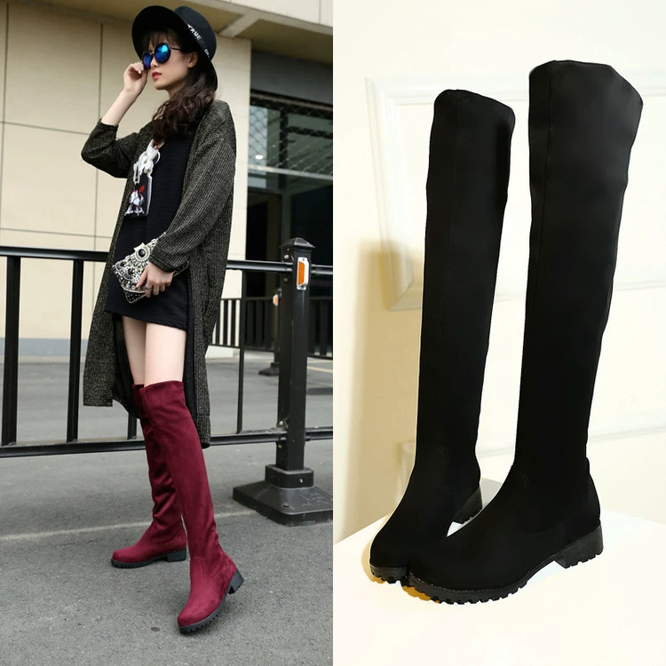 Boots quá gối mùa thu / đông, ống dài đế bệt, ôm chân, giày cao gót nữ cổ thấp size lớn co giãn 40 41 size 43 ống cao 42 - Kính râm