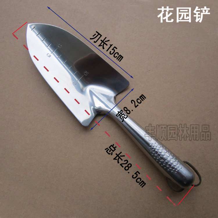 Stainless steel shovel wide shovel seed flower spatula tool integrated forming with scale garden gardening tool