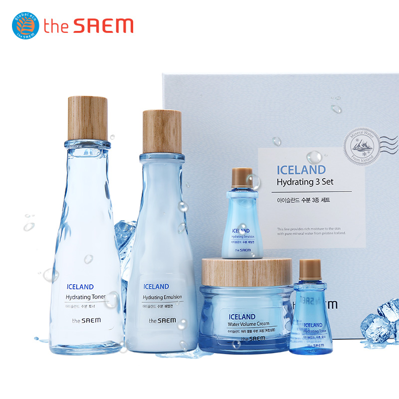 theSAEM得鲜冰岛补水保湿3件套礼盒快速补水持续保湿锁水清爽控油