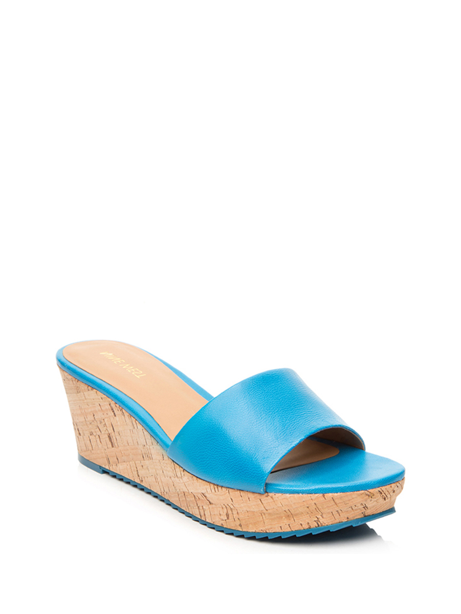 Nine West/玖熙 蓝色简约坡跟凉拖