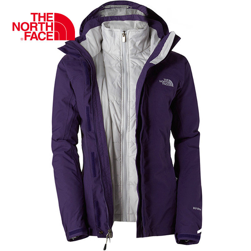 THE NORTH FACE/北面 女款三合一冲锋衣夹克加厚保暖登山装 AXHR