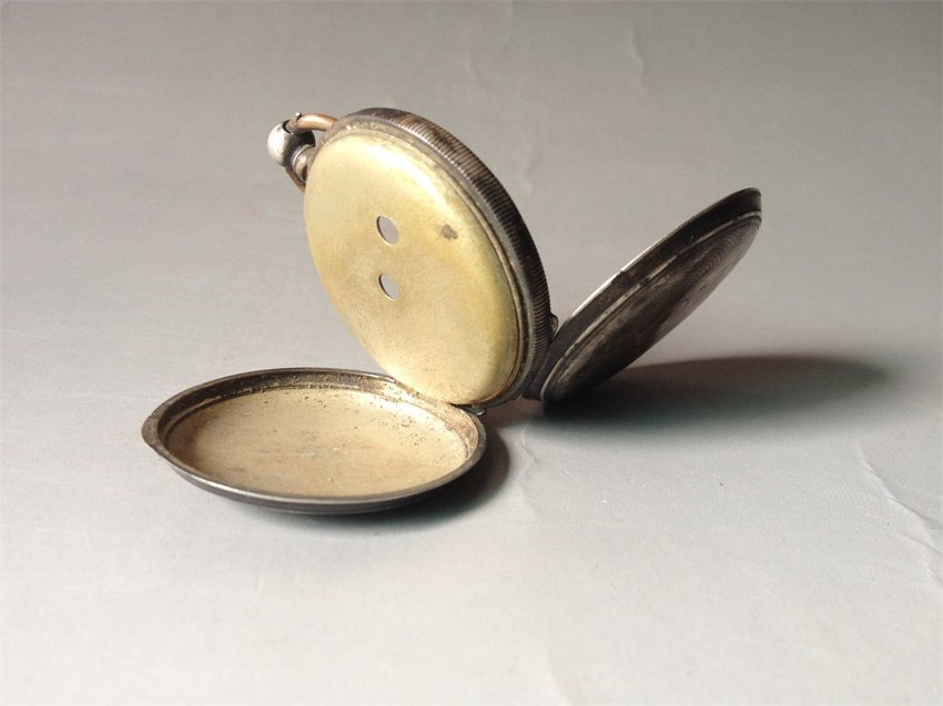 Late Qing Republic period Old Huaimeter silver Meter shell large open door Old and watch Old silver instrumental old silver ware old bag Pulp Fidelity