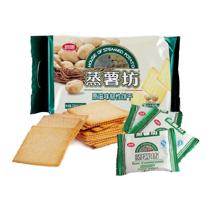 【天猫超市】思朗蒸薯坊原滋味韧性饼干238g 原味薄脆饼 休闲零食