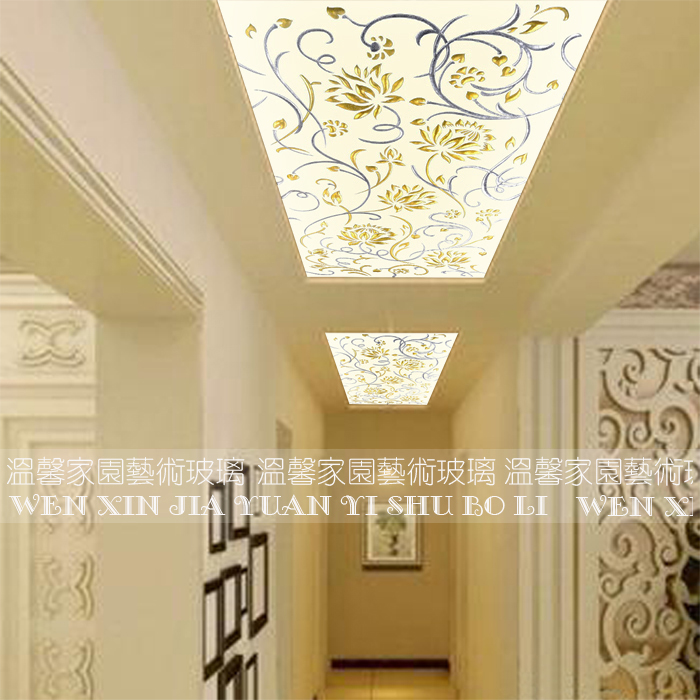 Art glass ceiling Living room ceiling Dining room Entrance corridor European simple aisle Carved translucent Paris spring