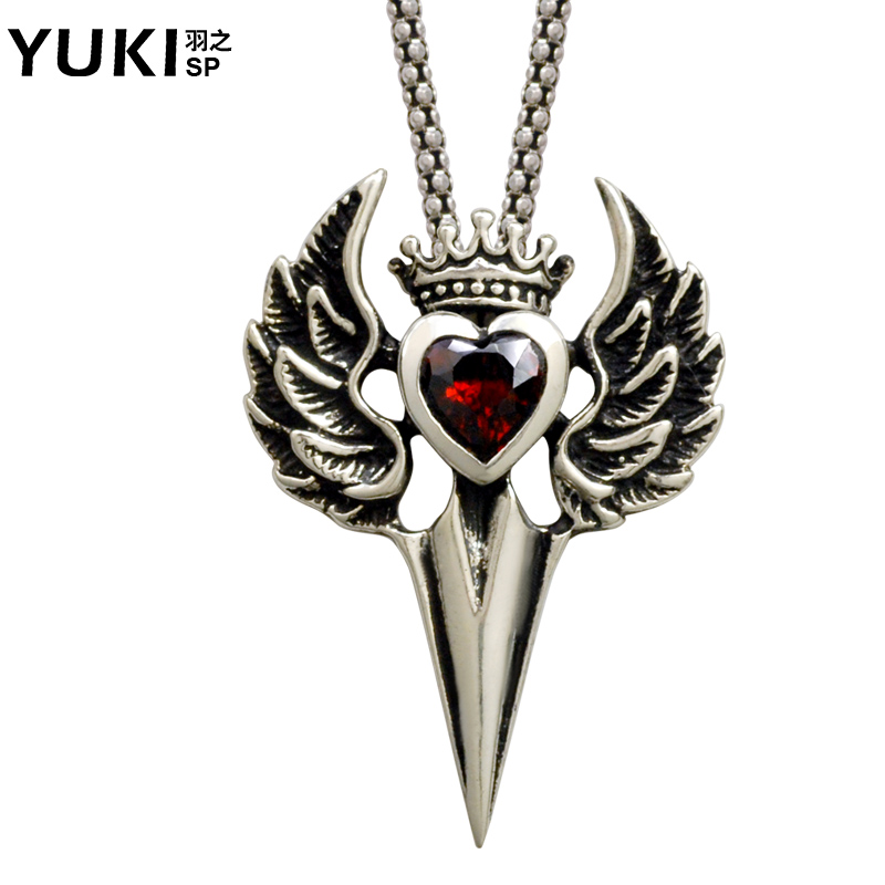 YUKI925银项链 男士 泰银挂坠 锁骨链短链 天使翼皇冠夜店配饰