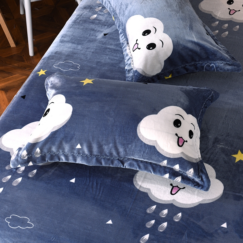 (clear cabin) flannel pillowcase cloud mink suede thickened plush coral suede warm pillowcase single pillow cover pair