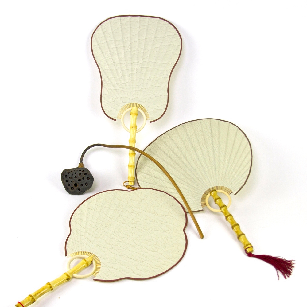 Hand Painted Blank Imitation Antique water Print Fan Face Retro Zen Chinese Style Bamboo Root Hand-painted Fan Day Style Group fan plantain fan