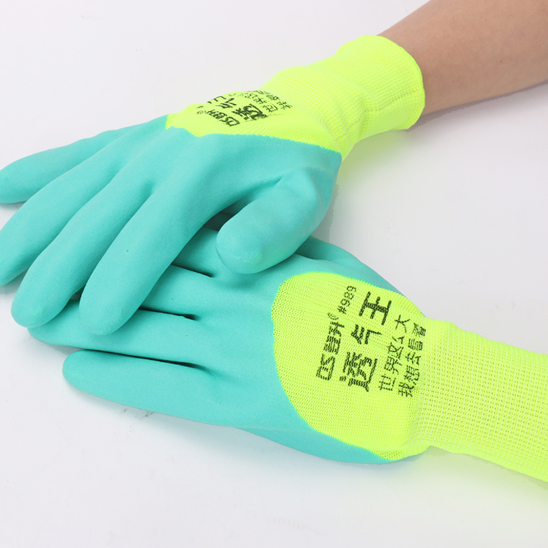 Dengsheng breathable king gloves dipped wear-resistant non-slip soft semi-hanging rubberized protective labor gloves new