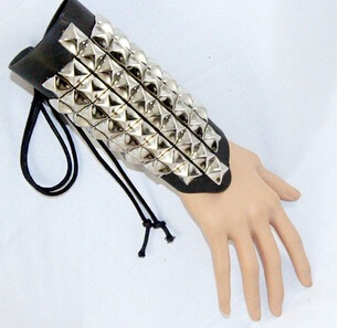 European and American punk style large square nails rivets leather wide multi-layer bracelet leather wrist guard