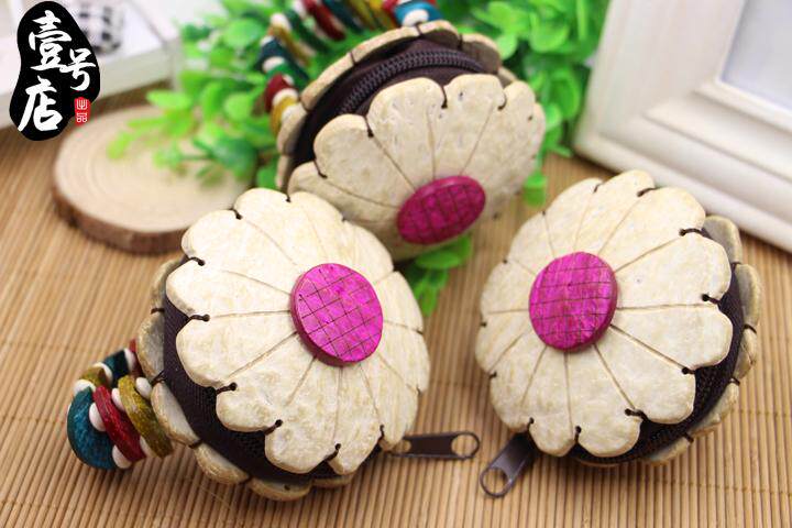 (3pcs) Hainan Sanya Travel Gift Coconut Shell Bag Wristlet Sun Bag Coin Purse Kids Bag