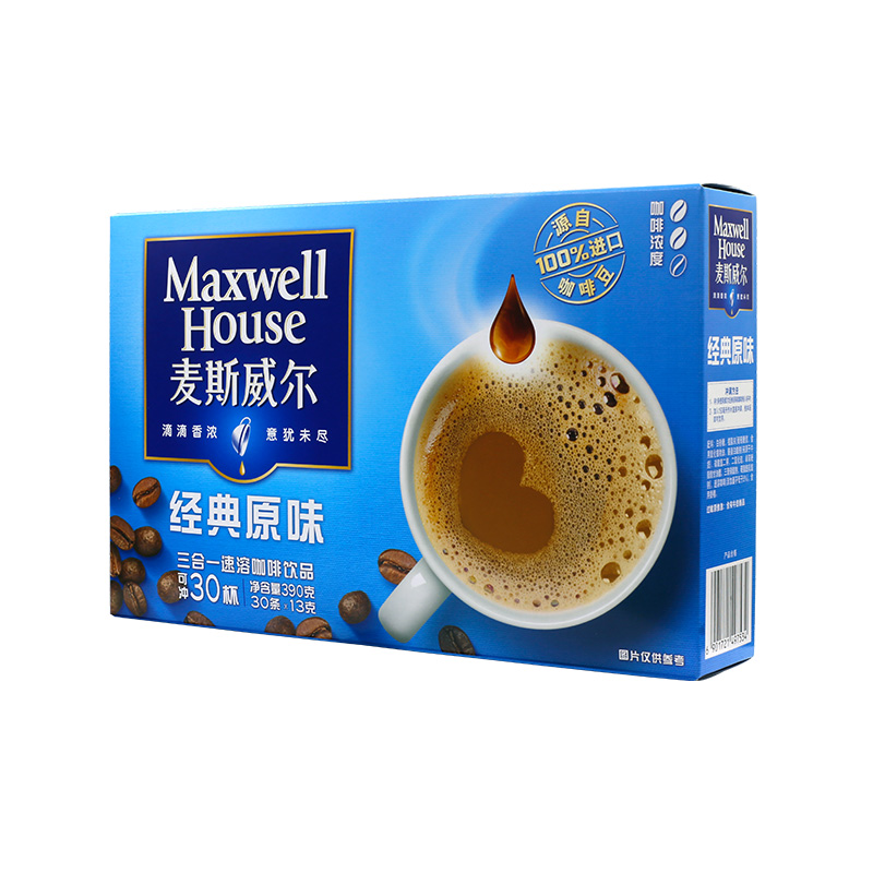 【天猫超市】麦斯威尔原味三合一速溶咖啡30条*13g小包装即溶咖啡