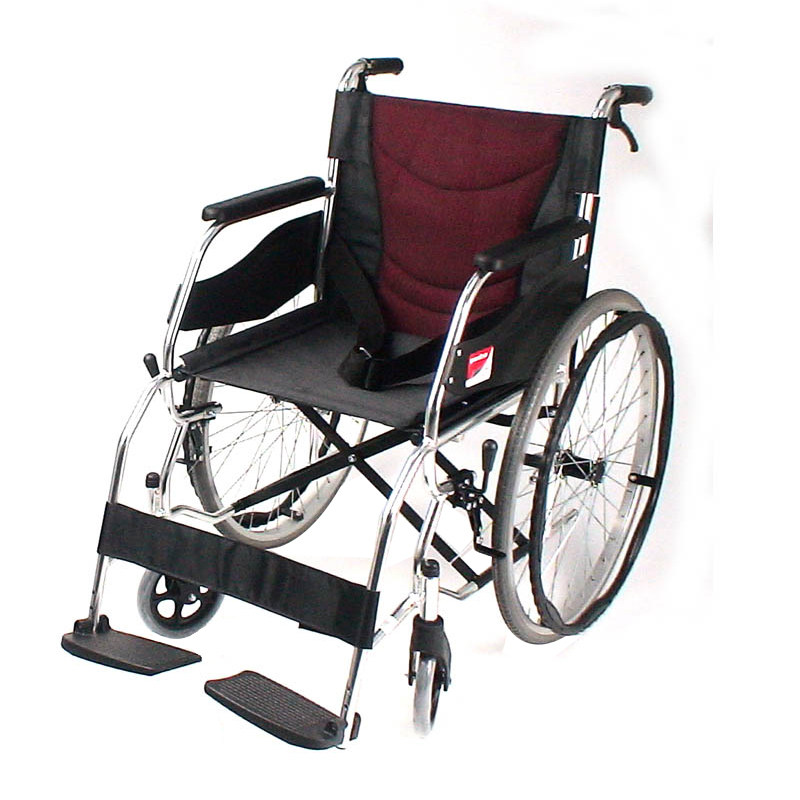 鱼跃铝合金轮椅H033轻便折叠带手刹老人助行车免充气代步车定制款