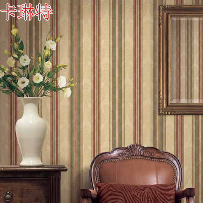 Kalinte wallpaper American non-woven European luxury vertical stripe retro pastoral bedroom living room background wall paper