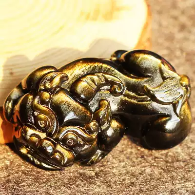 Natural obsidian pendant Mexican gold Yao stone Pixiu pendant men's and women's rainbow eye black Yaoshi Gold Yaoshi