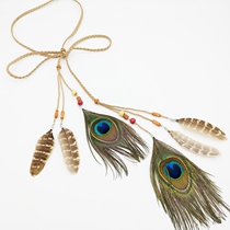 European and American fashion feather hair belt feather belt with bohemian belt skirt belt play headdress