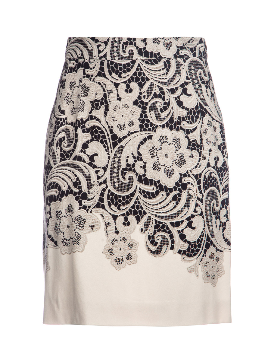 Dolce&Gabbana 米色蕾丝钩花半身裙