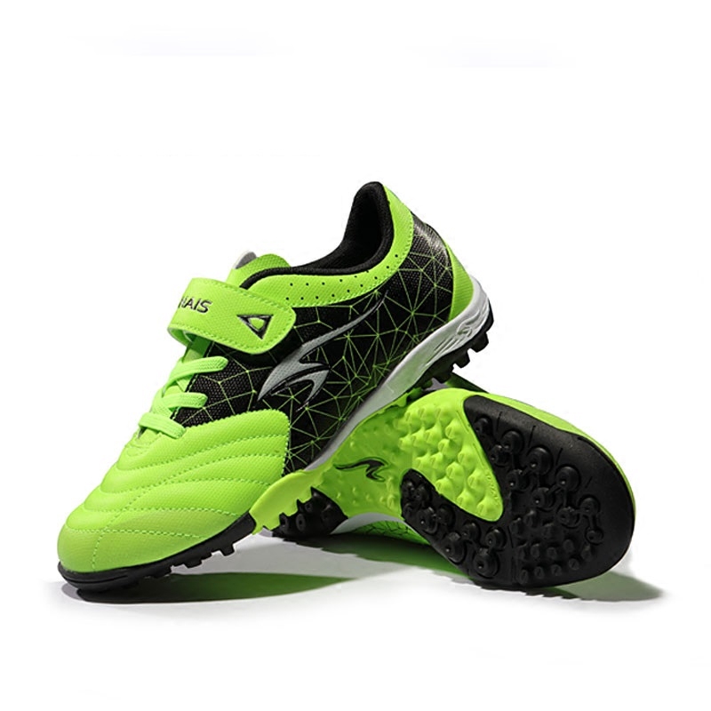 Kindergarten pupil 4 years 5 years 6 years 7 8 years 8 Children football shoes Magic patch green ultra slim leather foot soft bottom