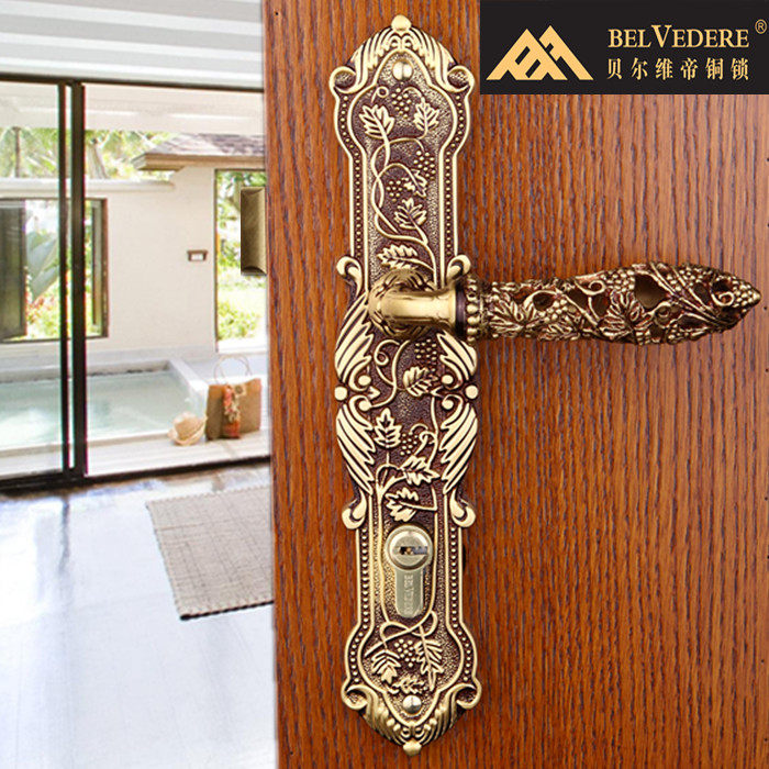 Double Mountain Hardware Belveti Belvedé Copper Lock Nordic Antique Bathroom Door Lock Solid Wood Mute