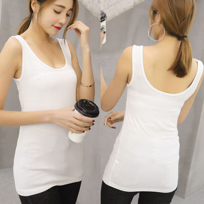 Spring and summer Korean-style Modal tank top with a backless halter and a sexy inner layer, paired with a sleeveless base layer that makes women look slimmer, long and large