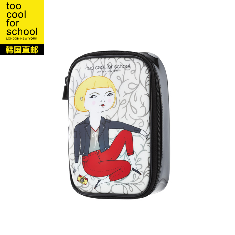 韩国too cool for school复古插画化妆包大容量可爱随身韩版女