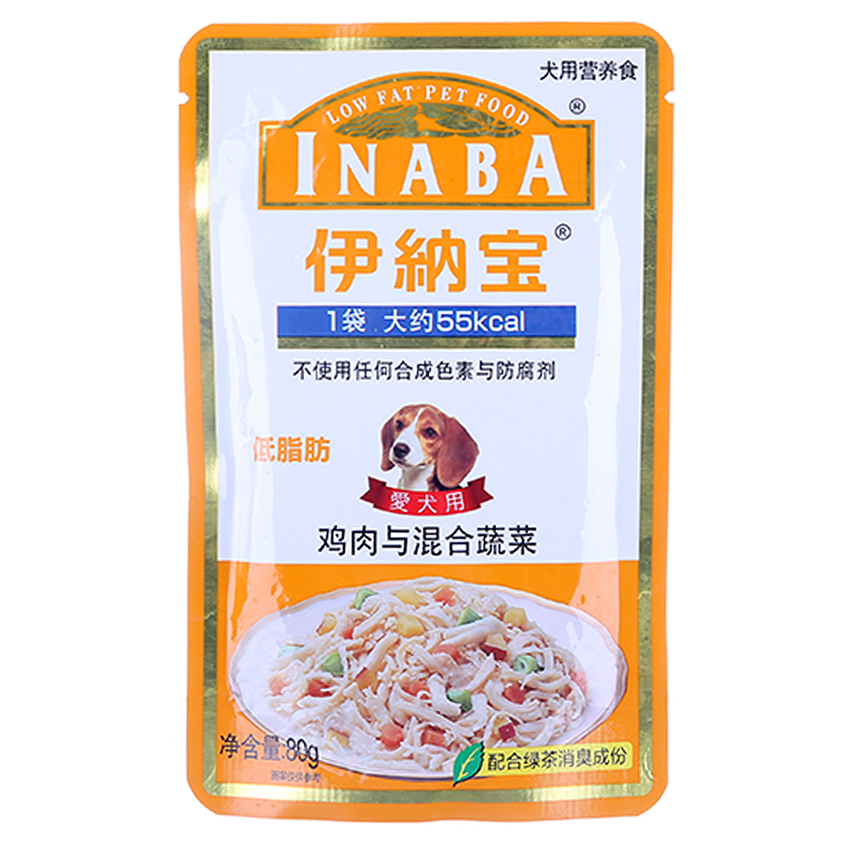 波奇网 宠物狗零食 伊纳宝鸡肉混合蔬菜成犬低脂鲜封包80g狗零食